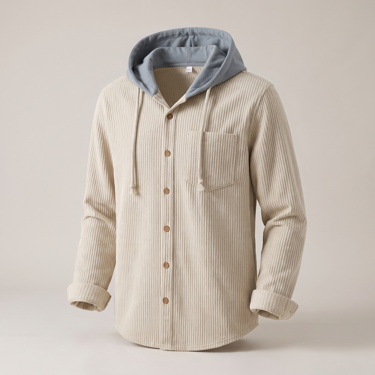 Kacob | Men's Corduroy Button Up Hoodie – Hooded Overshirt Shacket