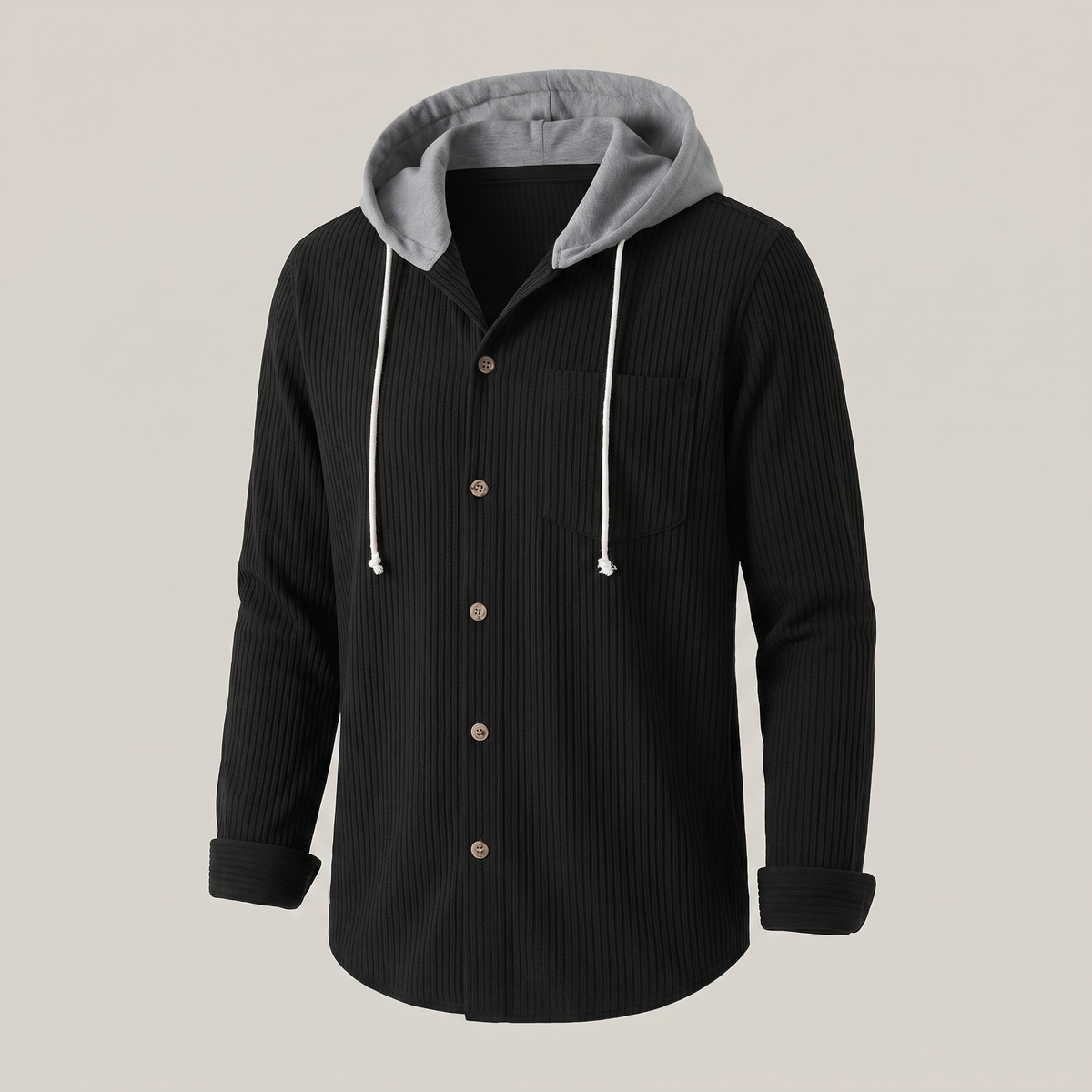 Kacob | Men's Corduroy Button Up Hoodie – Hooded Overshirt Shacket