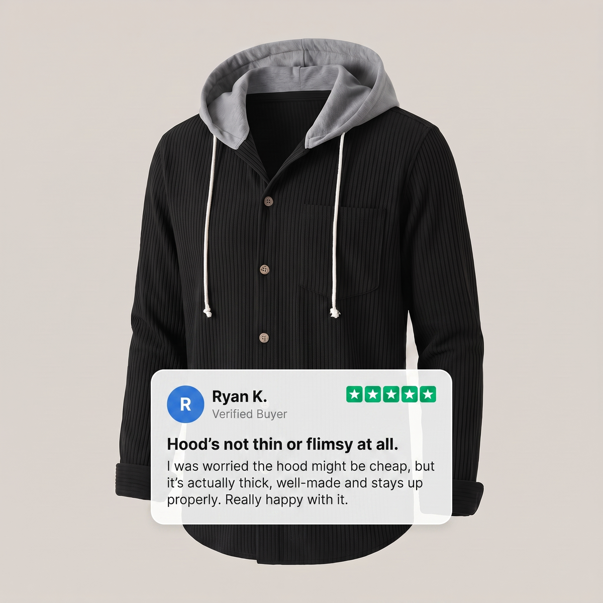 Kacob | Men's Corduroy Button Up Hoodie – Hooded Overshirt Shacket