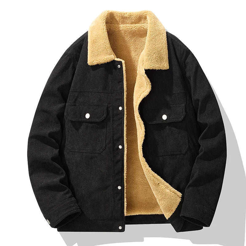 Men's Corduroy Trucker Jacket – Teddy Lined Snap Button Jacket