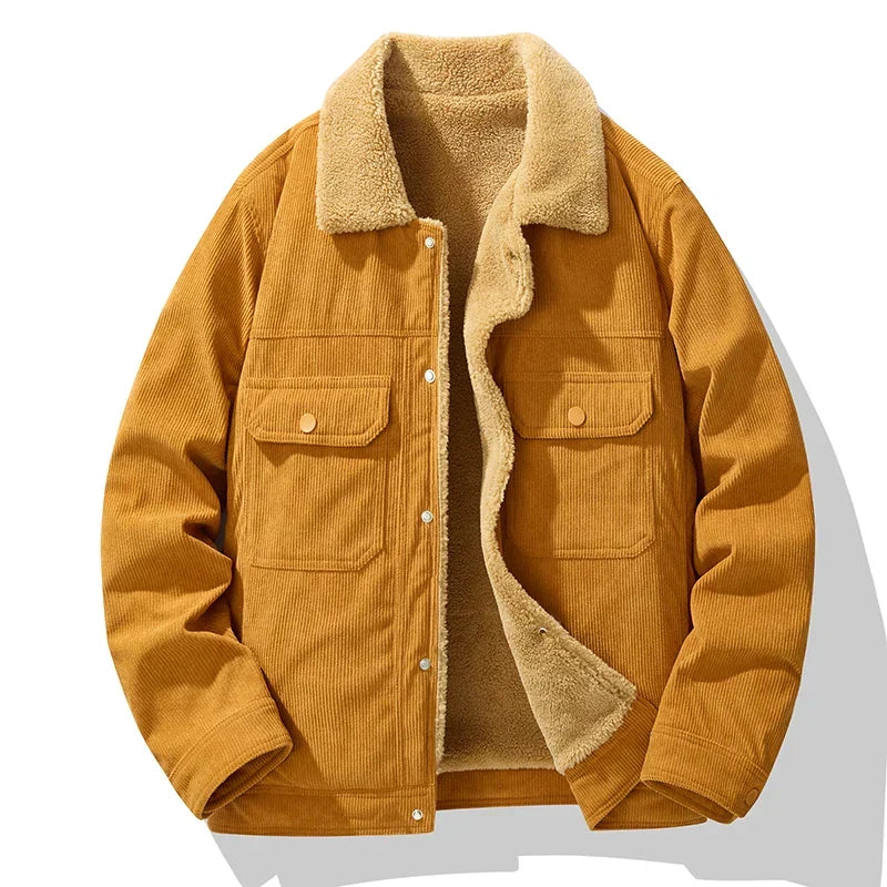 Men's Corduroy Trucker Jacket – Teddy Lined Snap Button Jacket