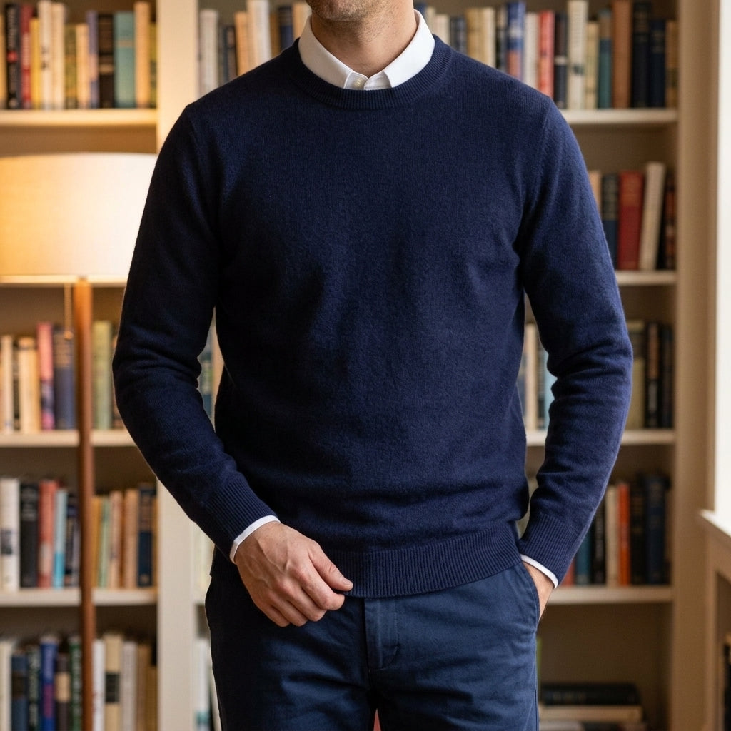 Men's Crew Neck Fine Knit Jumper – Relaxed Everyday Knit