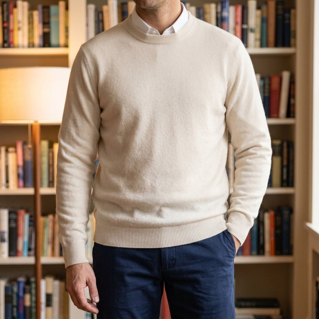 Men's Crew Neck Fine Knit Jumper – Relaxed Everyday Knit