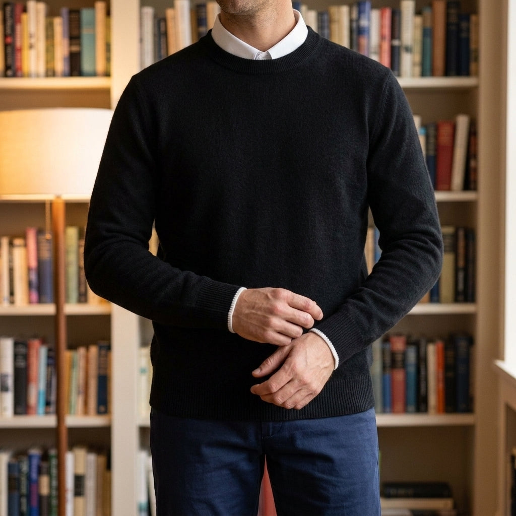 Men's Crew Neck Fine Knit Jumper – Relaxed Everyday Knit