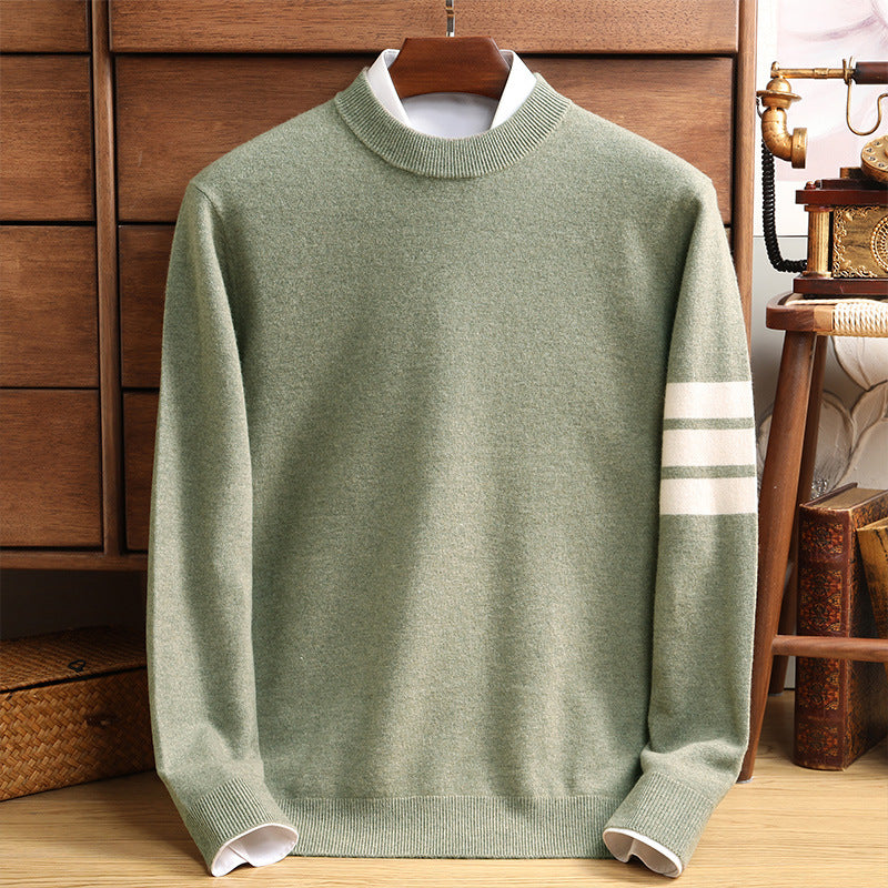 Men's Crew Neck Knitted Jumper – Ribbed Trim Classic Knit