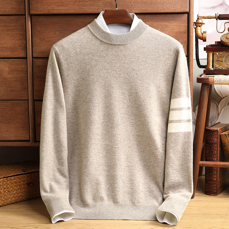 Men's Crew Neck Knitted Jumper – Ribbed Trim Classic Knit