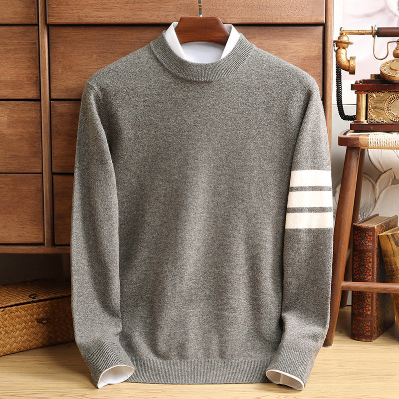 Men's Crew Neck Knitted Jumper – Ribbed Trim Classic Knit