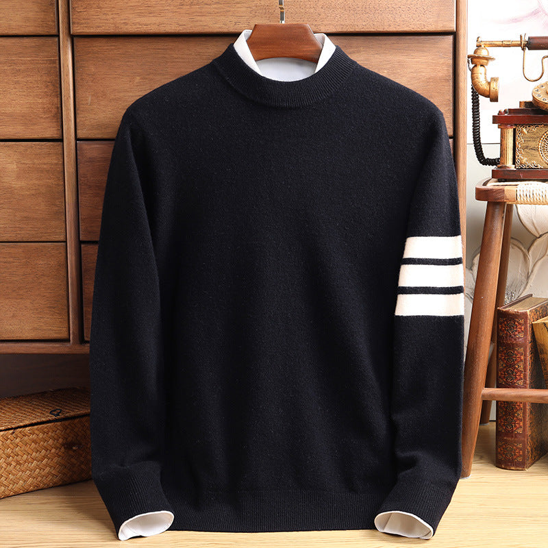 Men's Crew Neck Knitted Jumper – Ribbed Trim Classic Knit