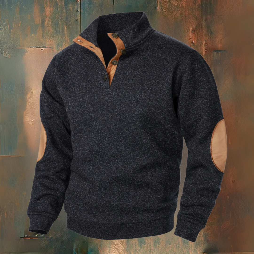 Kacob | Men's Elbow Patch Jumper – Quarter Zip Knitted Pullover