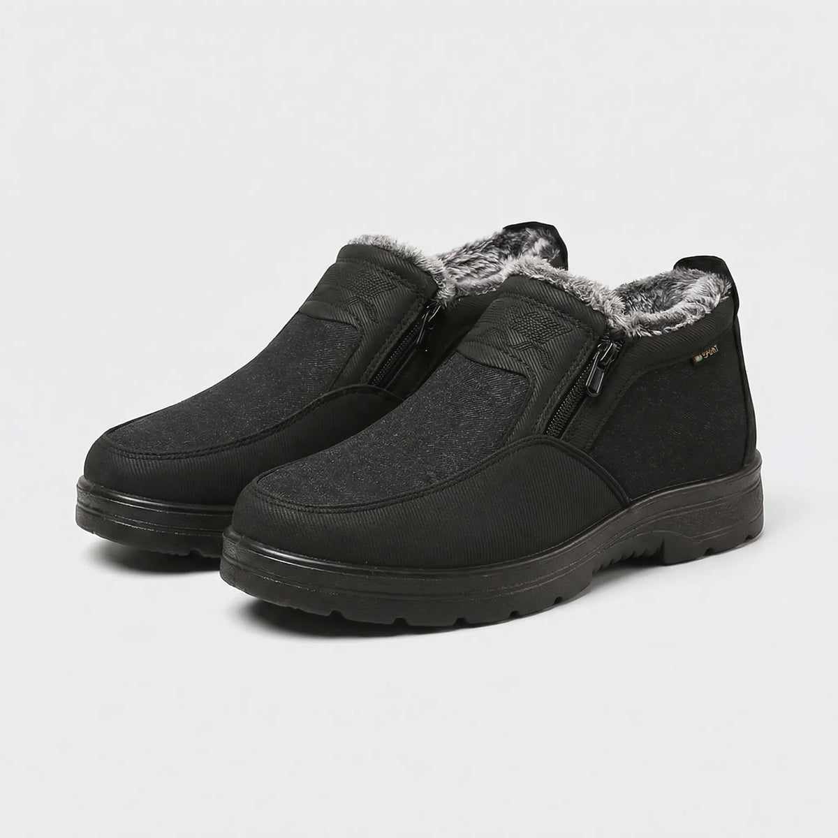 Men's Faux Fur Collar Side Zip Ankle Boots