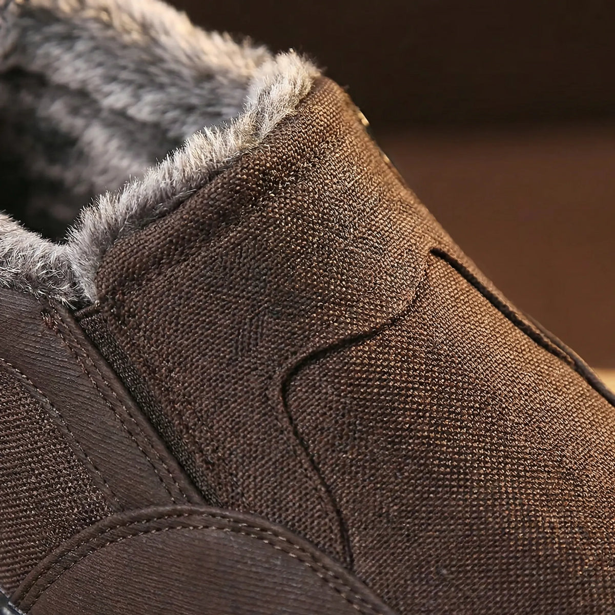 Men's Faux Fur Collar Side Zip Ankle Boots