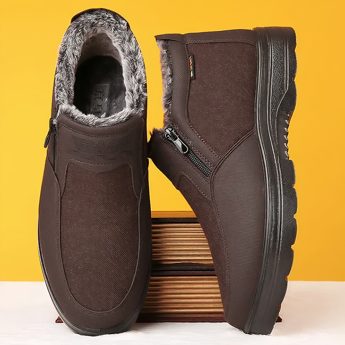 Men's Faux Fur Lined Zip Winter Boots