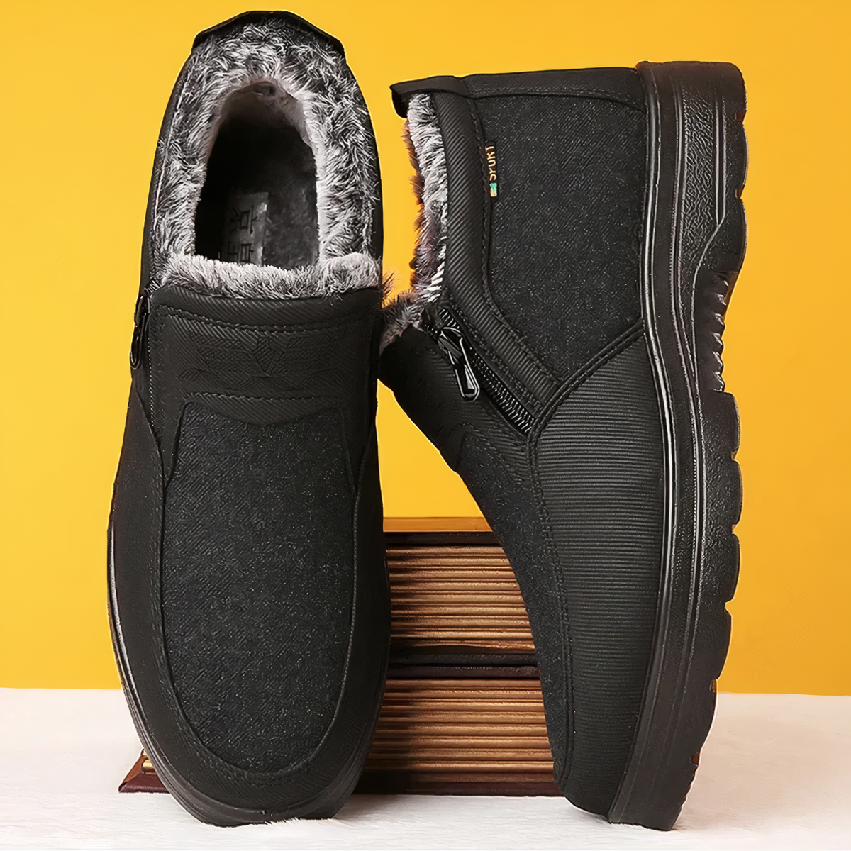 Men's Faux Fur Lined Zip Winter Boots