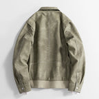 Men's Faux Leather Bomber Jacket – Collared Ribbed Hem Bomber