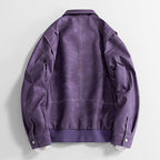 Men's Faux Leather Bomber Jacket – Collared Ribbed Hem Bomber