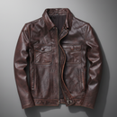 Kacob | Men's Faux Leather Field Jacket – Utility Pocket Collared Jacket