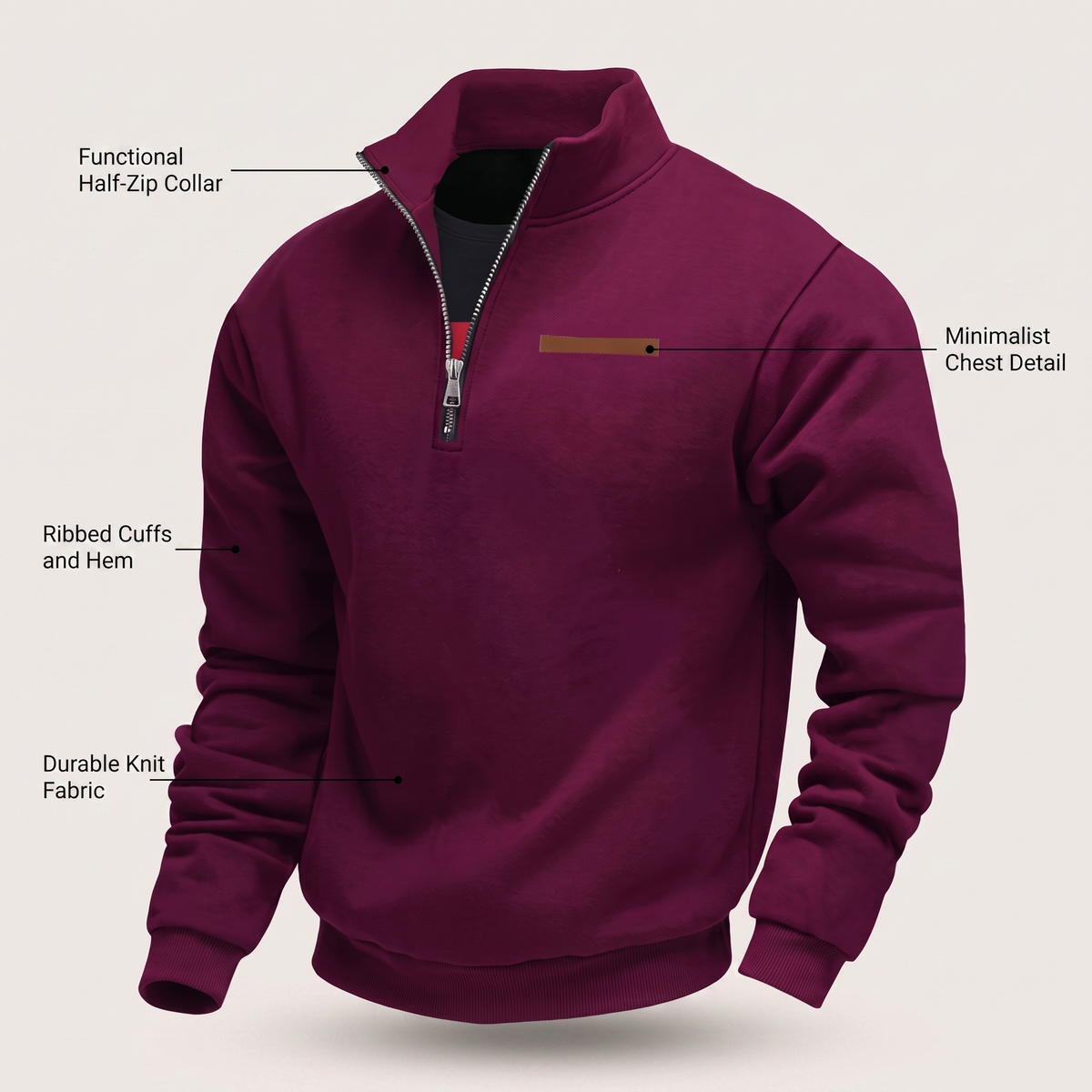 Kacob | Men's Fleece Lined Pullover Sweatshirt – Relaxed Everyday Mens Jumper