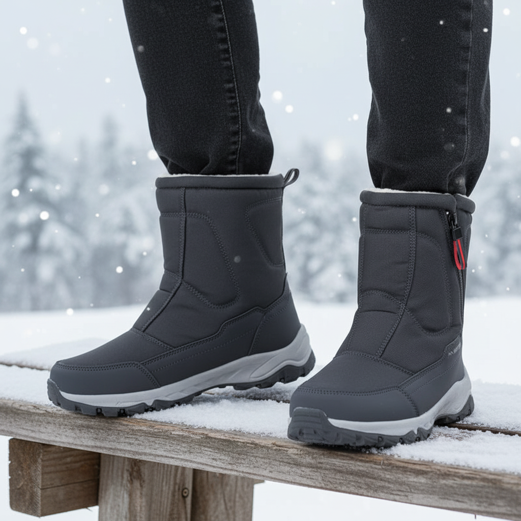 Men's Fleece Lined Side Zip Snow Boots