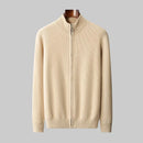 Kacob | Men's Full Zip Knitted Cardigan – Ribbed Stand Collar Zip Knit