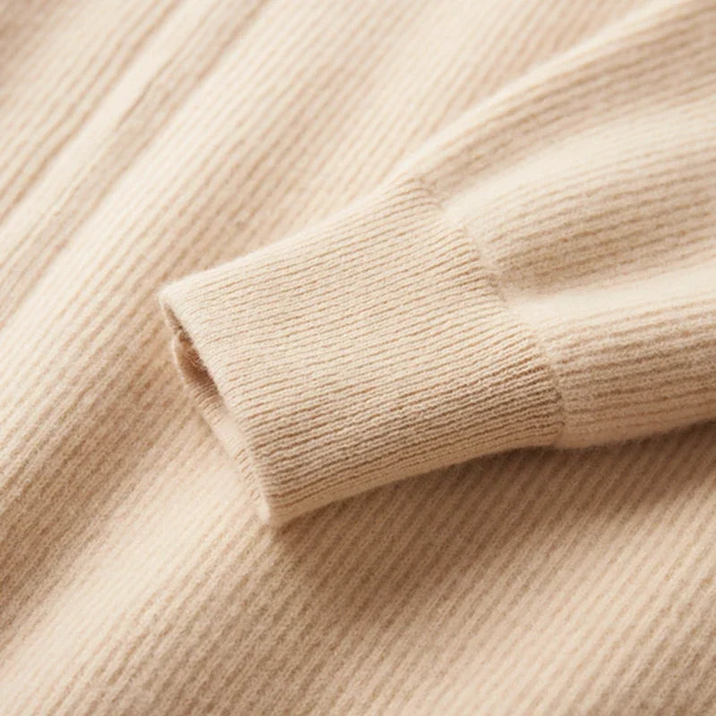 Men's Full Zip Knitted Cardigan – Ribbed Stand Collar Zip Knit
