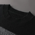 Men's Grey Striped Crew Neck Jumper – Relaxed Knitted Pullover