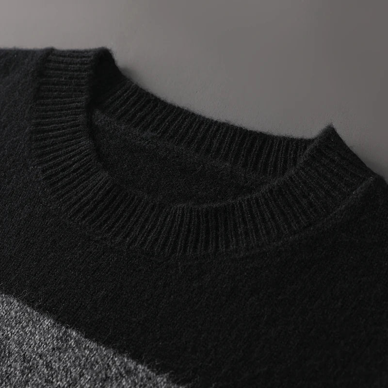 Men's Grey Striped Crew Neck Jumper – Relaxed Knitted Pullover