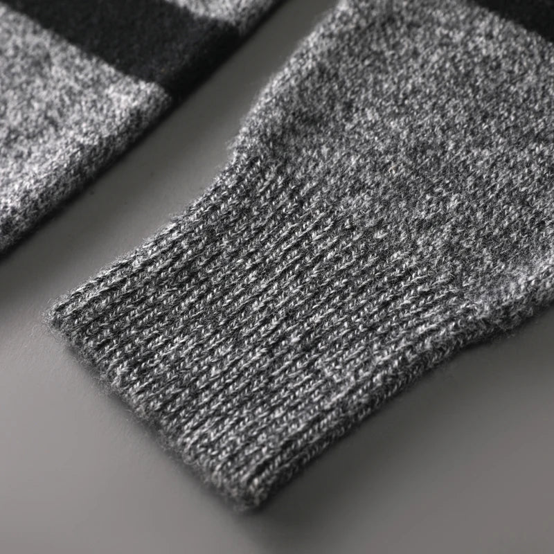 Men's Grey Striped Crew Neck Jumper – Relaxed Knitted Pullover