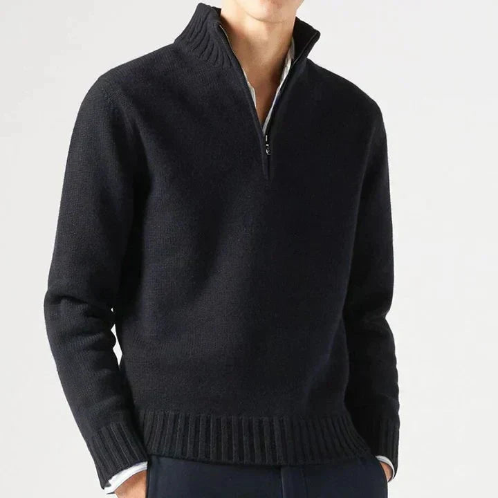 Kacob | Men's Half Zip Knit Jumper – Elegant Stand Collar Sweater