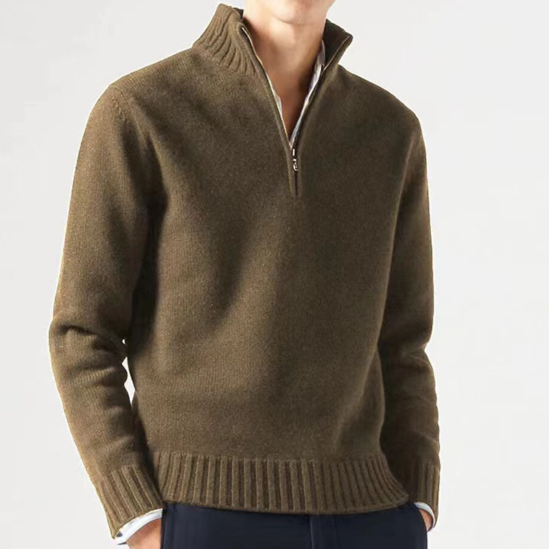 Kacob | Men's Half Zip Knit Jumper – Elegant Stand Collar Sweater