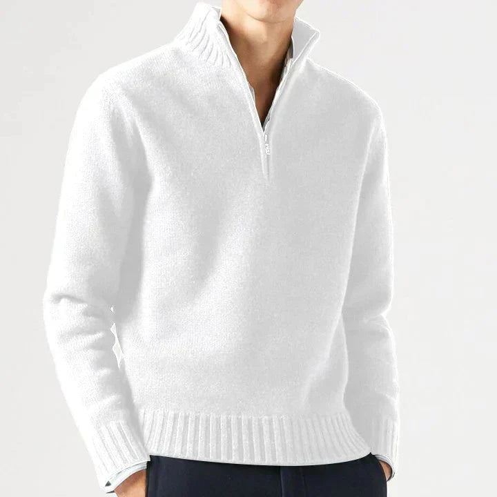 Kacob | Men's Half Zip Knit Jumper – Elegant Stand Collar Sweater