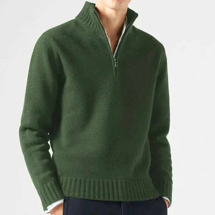 Kacob | Men's Half Zip Knit Jumper – Elegant Stand Collar Sweater
