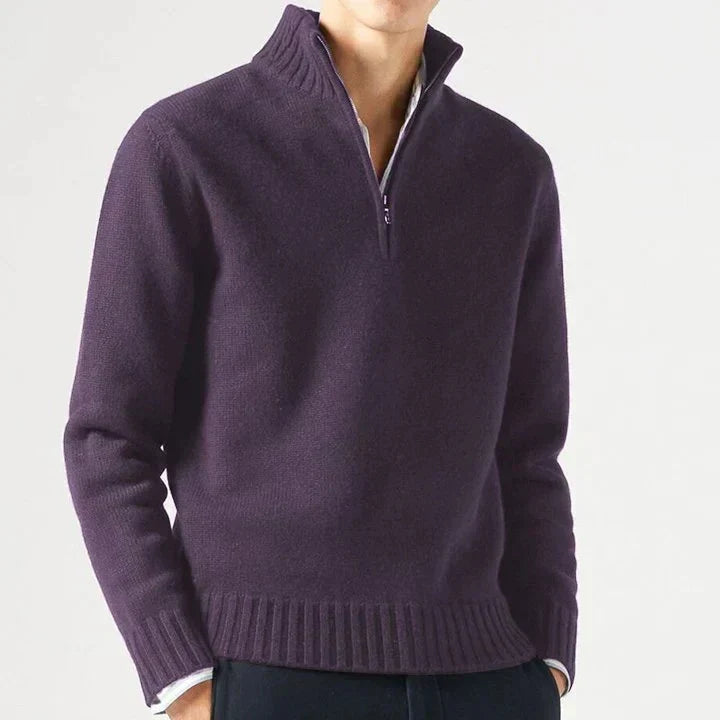 Kacob | Men's Half Zip Knit Jumper – Elegant Stand Collar Sweater