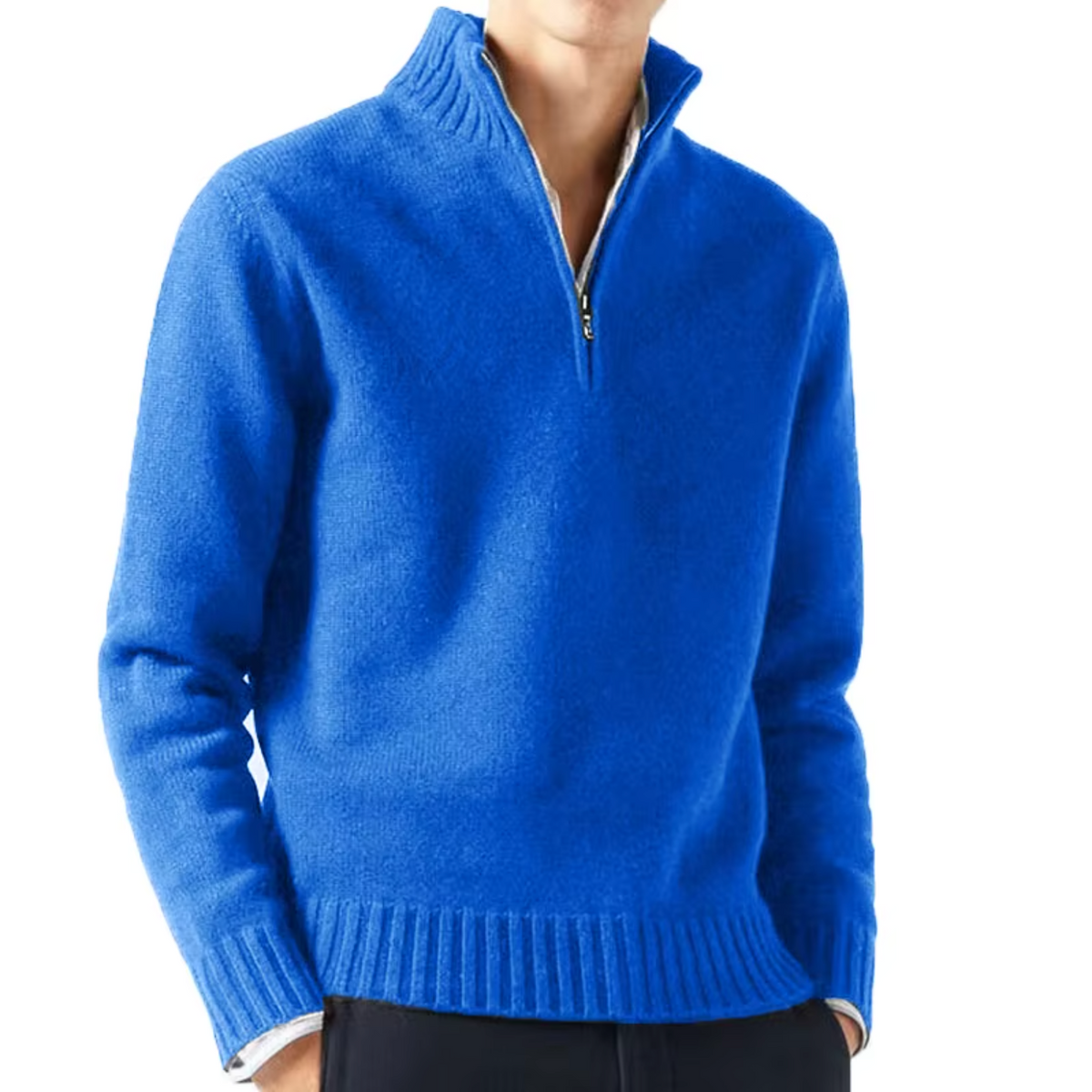 Kacob | Men's Half Zip Knit Jumper – Elegant Stand Collar Sweater