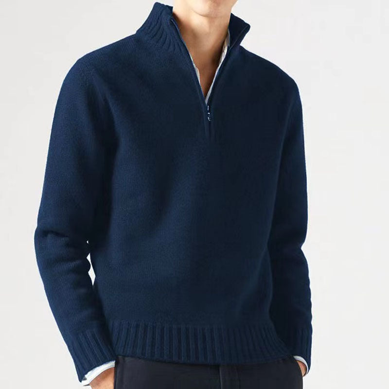 Kacob | Men's Half Zip Knit Jumper – Elegant Stand Collar Sweater