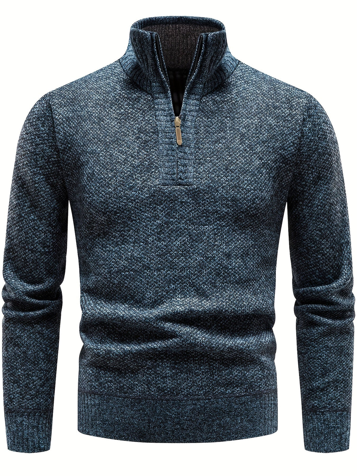 Kacob | Men's Half Zip Knit Jumper – Textured Stand Collar Pullover