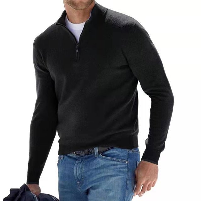Kacob | Men's Half Zip Knitted Jumper – Stand Collar Pullover