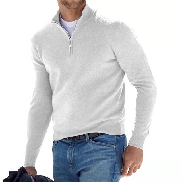 Kacob | Men's Half Zip Knitted Jumper – Stand Collar Pullover