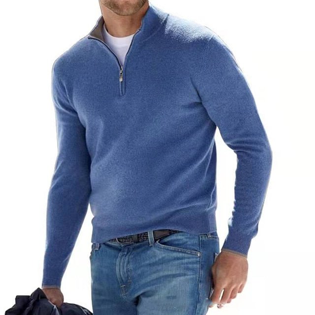 Kacob | Men's Half Zip Knitted Jumper – Stand Collar Pullover