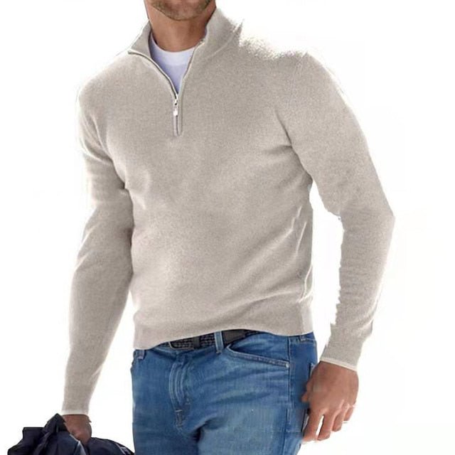 Kacob | Men's Half Zip Knitted Jumper – Stand Collar Pullover