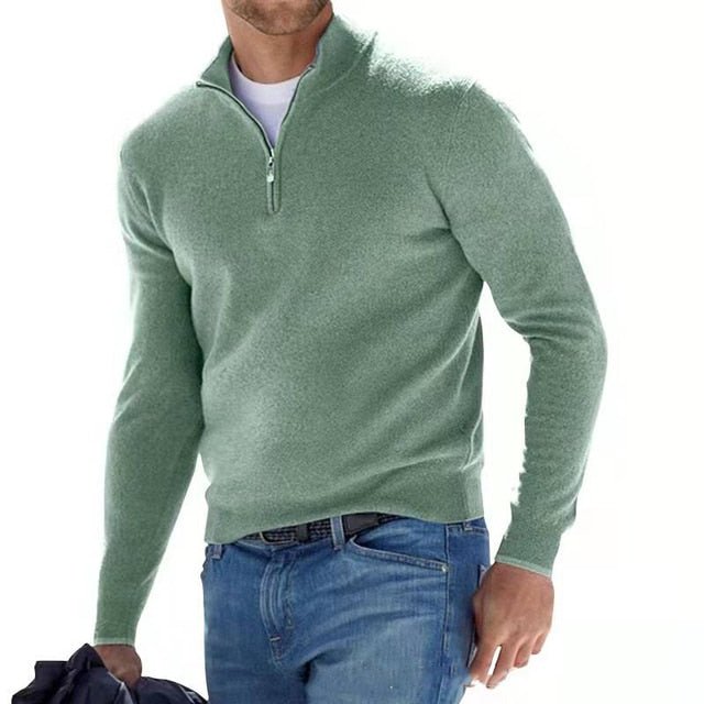 Kacob | Men's Half Zip Knitted Jumper – Stand Collar Pullover