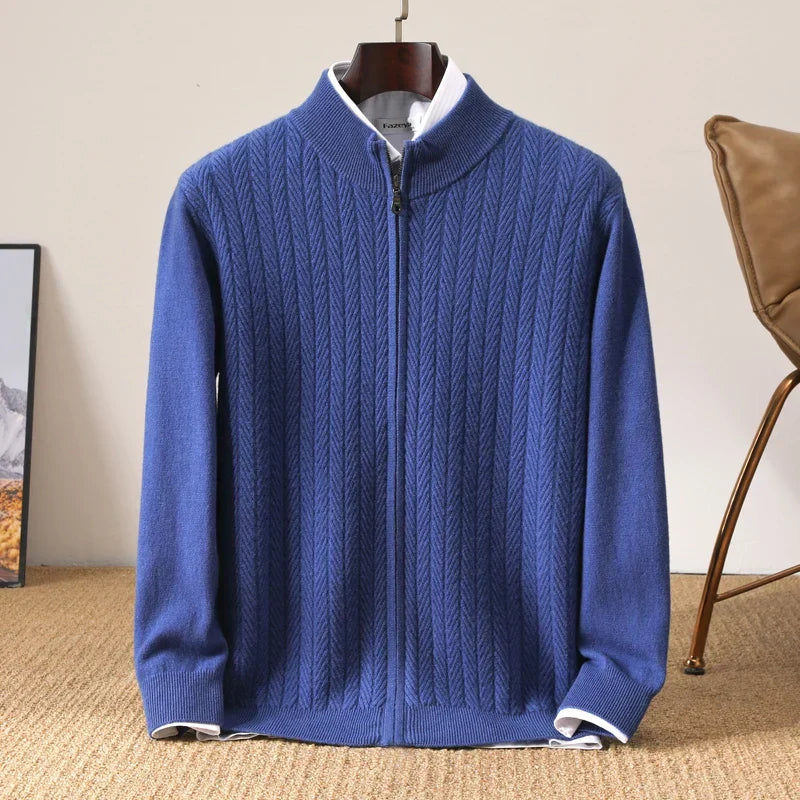 Men's Half Zip Stand Collar Knitted Jumper – Smart Zip Neck Knit