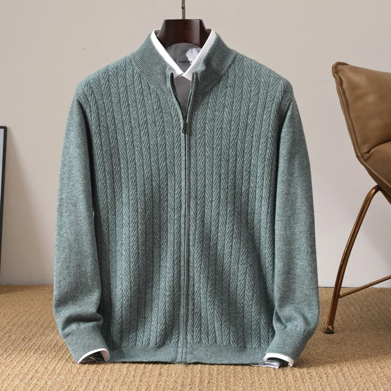 Men's Half Zip Stand Collar Knitted Jumper – Smart Zip Neck Knit