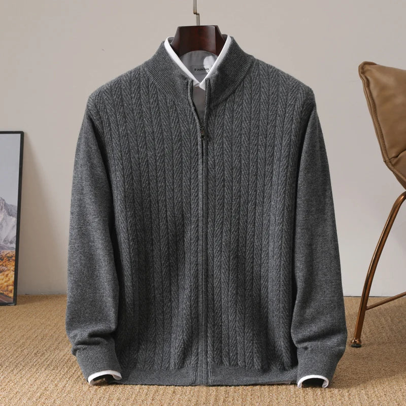 Men's Half Zip Stand Collar Knitted Jumper – Smart Zip Neck Knit