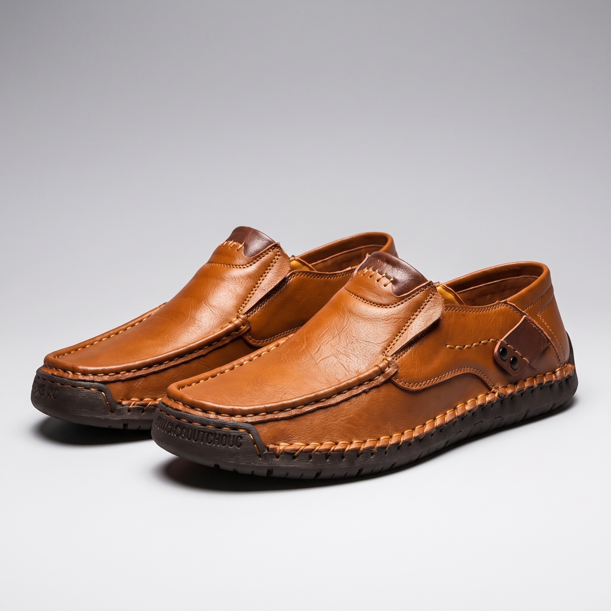 Kacob | Men's Hand Stitched Loafers – Slip On Moc Toe Casual Shoes