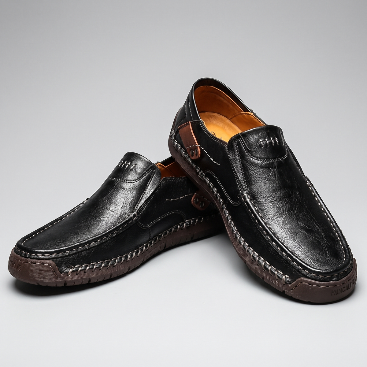 Kacob | Men's Hand Stitched Loafers – Slip On Moc Toe Casual Shoes
