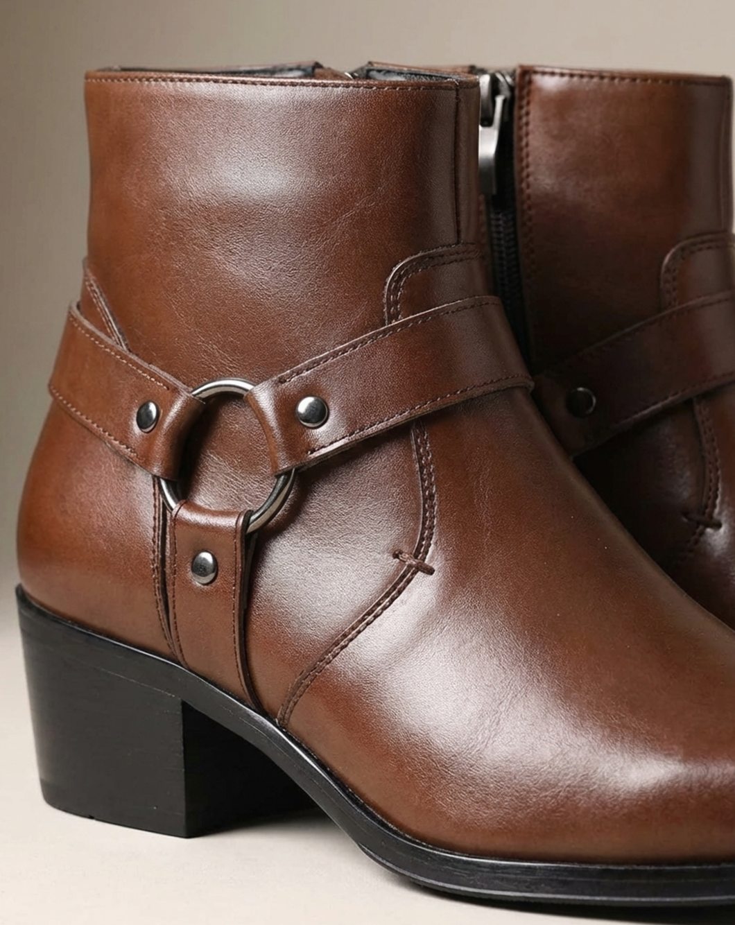 Kacob | Men's Harness Boots – Pointed Toe Zip Ankle Boots