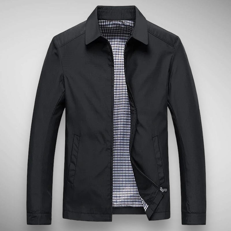 Kacob | Men's Harrington Jacket – Check Lined Collared Zip Jacket