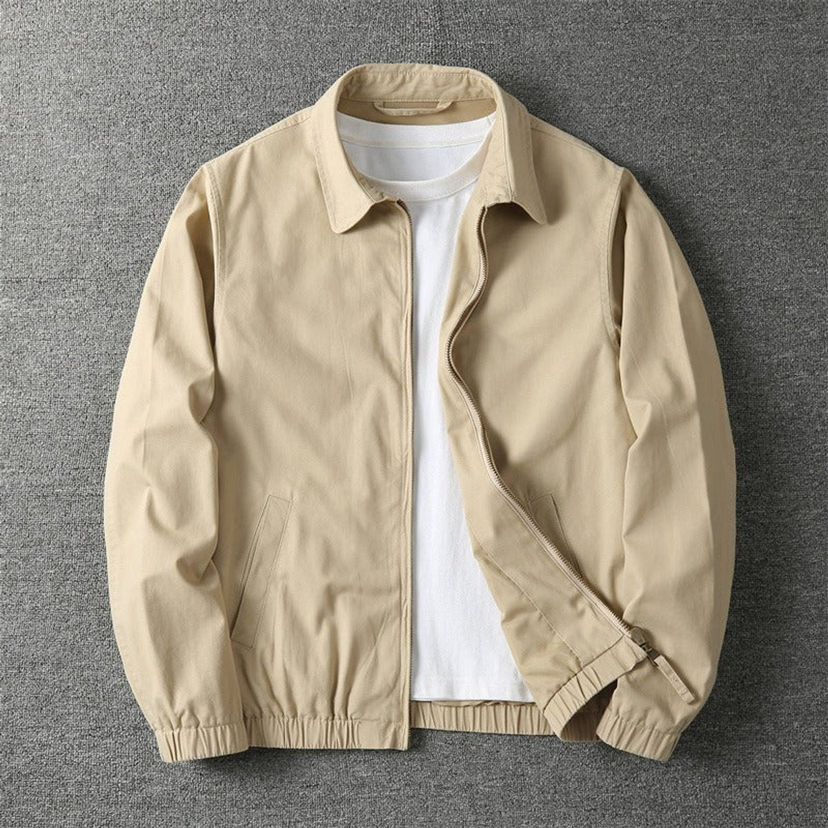 Kacob | Men's Harrington Jacket – Classic Collared Zip Jacket
