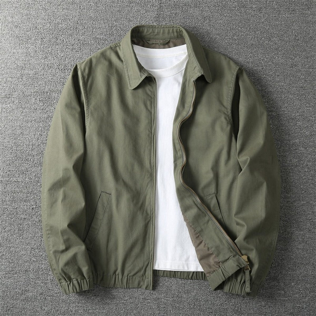 Kacob | Men's Harrington Jacket – Classic Collared Zip Jacket