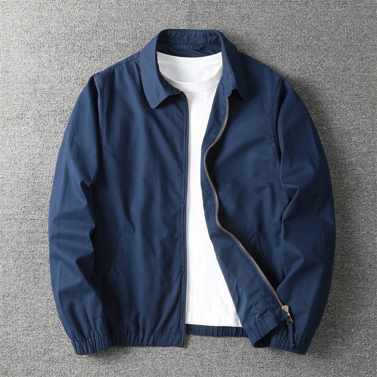 Kacob | Men's Harrington Jacket – Classic Collared Zip Jacket